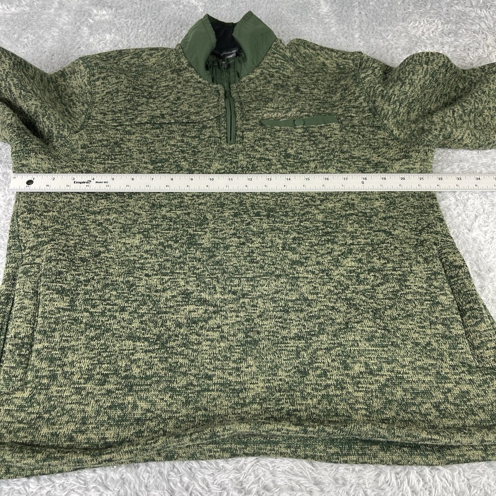 Eddie Bauer mens 1/4 zip Size M Heathered Green Fleece Pullover Sweater - Picture 5 of 9